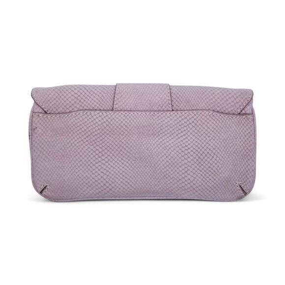 TALBOTS Soft Lilac Gray Leather Clutch Snake Texture Emboss - Picture 4 of 7